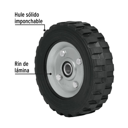 Rueda de hule sólido 7' para diablo, doble balero, Pretul RD-72 45483 MM0