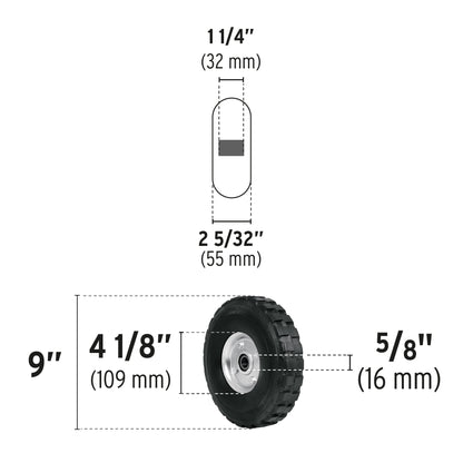 Rueda de hule sólido 9' para diablo, doble balero, Pretul RD-92 45487 MM0