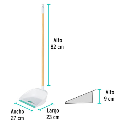 Recogedor plástico con bastón de madera, Klintek RECO-11B 57024 MM1