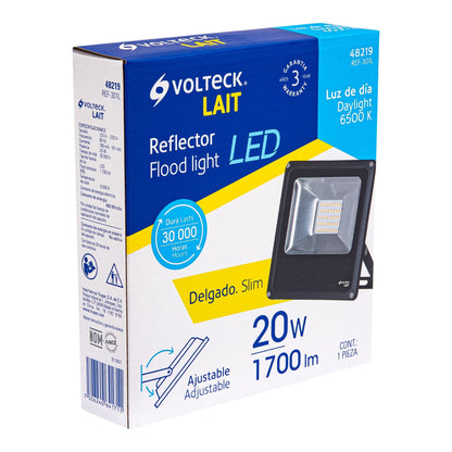 Reflector delgado de LED 20 W luz de día, Volteck REF-301L 48219 MM0