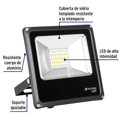 Reflector delgado de LED 20 W luz de día, Volteck REF-301L 48219 MM0