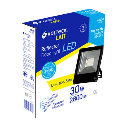 Reflector delgado de LED 30 W luz de día, Volteck REF-302L 48220 MM0