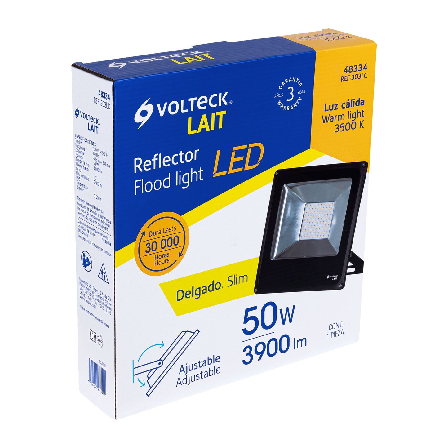 Reflector delgado de LED 50 W luz cálida, Volteck REF-303LC 48334 MM0