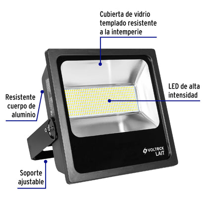 Reflector delgado de LED 200 W luz de día, Volteck REF-306L 46127 MM0