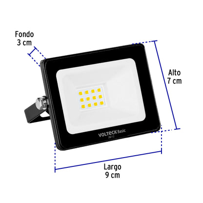 Reflector ultra delgado LED 10 W luz de día, Volteck Basic REF-400L 22040 MM0