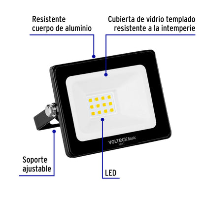 Reflector ultra delgado LED 10 W luz de día, Volteck Basic REF-400L 22040 MM0