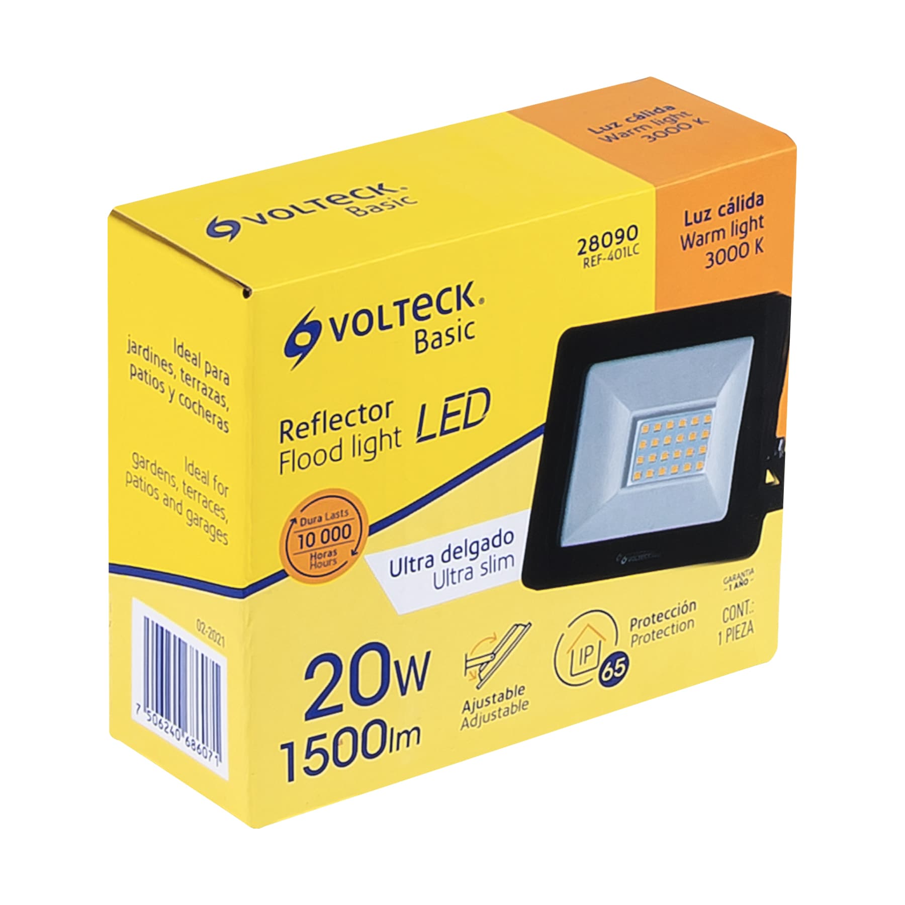 Reflector ultra delgado LED 20 W luz cálida, Volteck Basic REF-401LC 28090 MM0