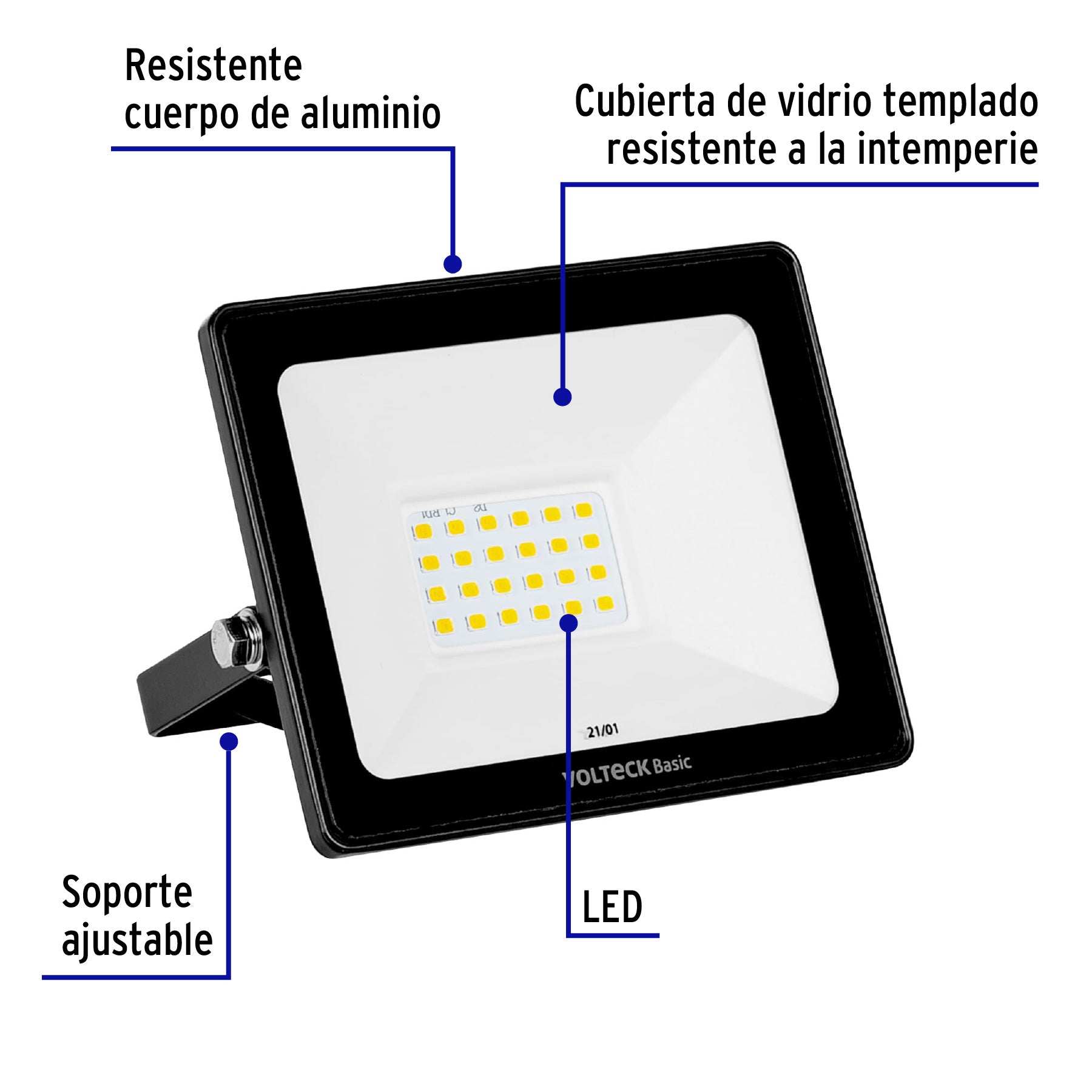 Reflector ultra delgado LED 20 W luz cálida, Volteck Basic REF-401LC 28090 MM0