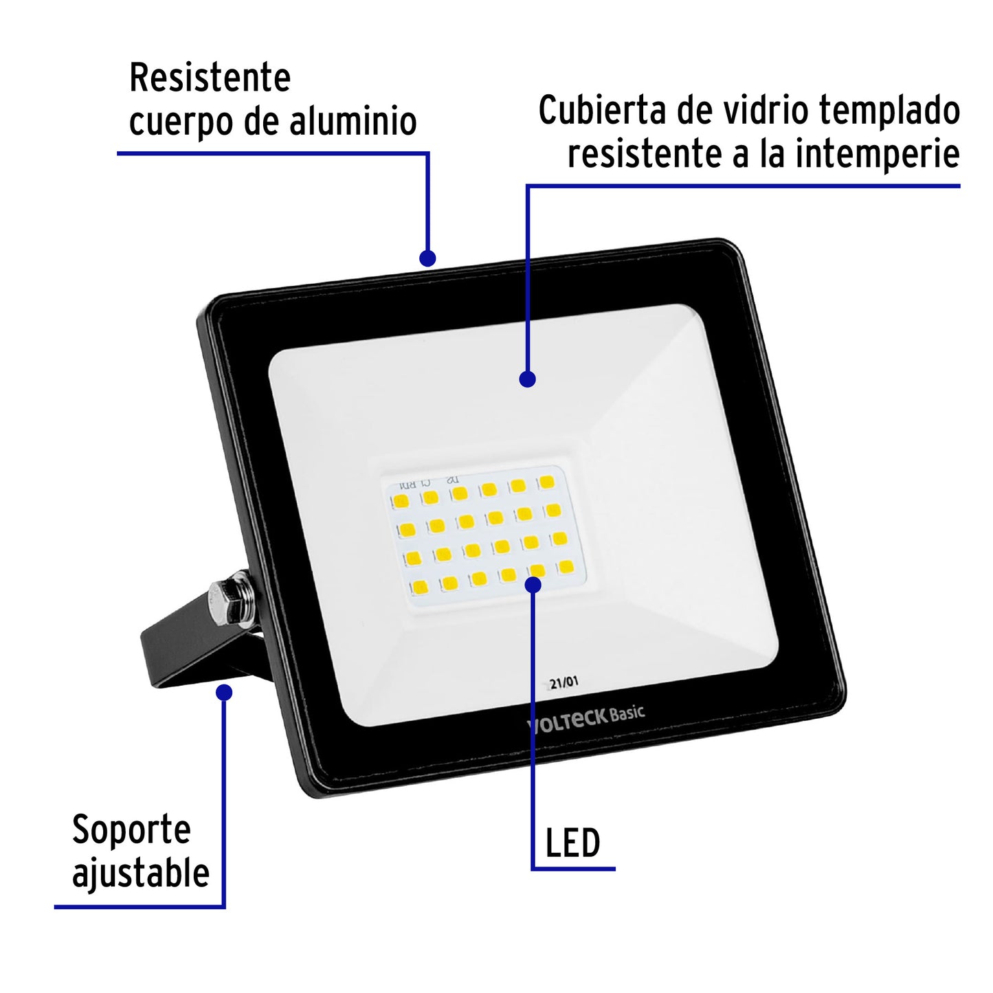 Reflector ultra delgado LED 20 W luz de día, Volteck Basic REF-401L 22041 MM0