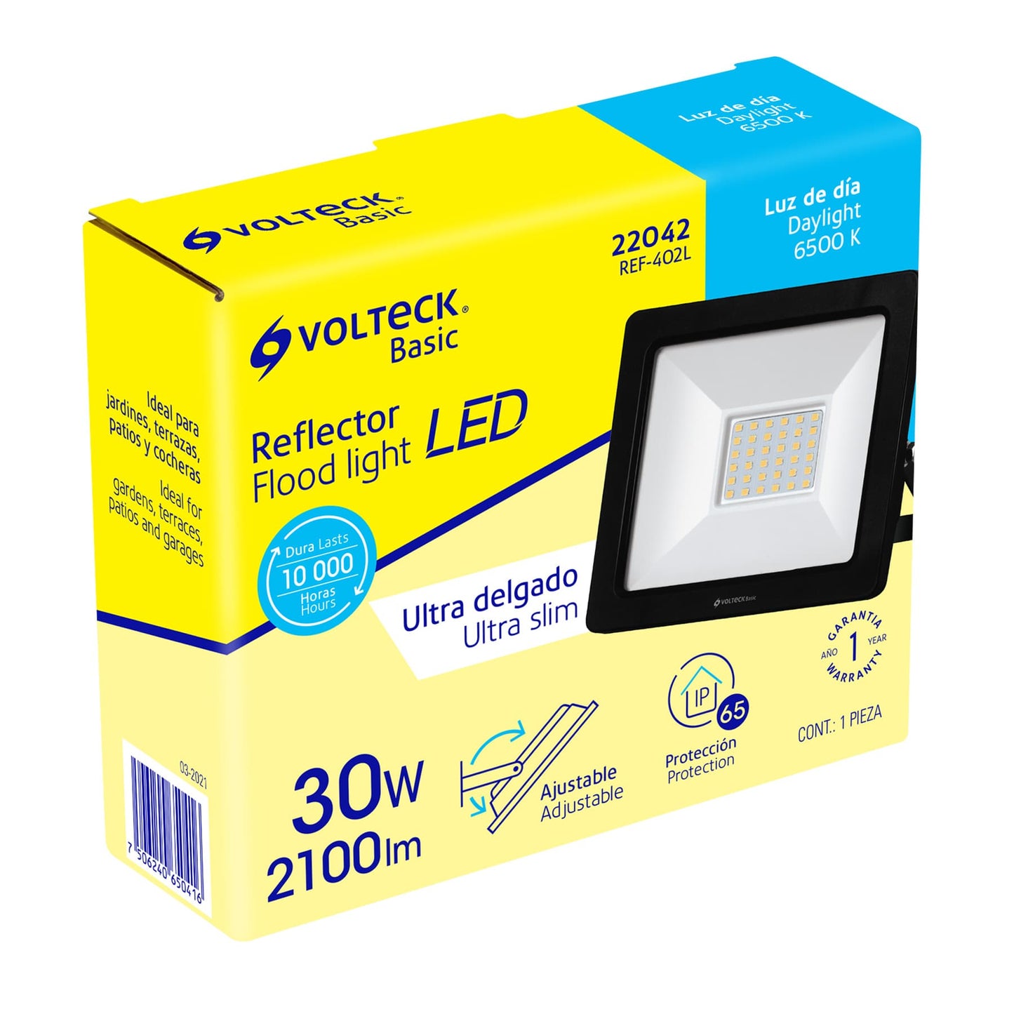 Reflector ultra delgado LED 30 W luz de día, Volteck Basic REF-402L 22042 MM0