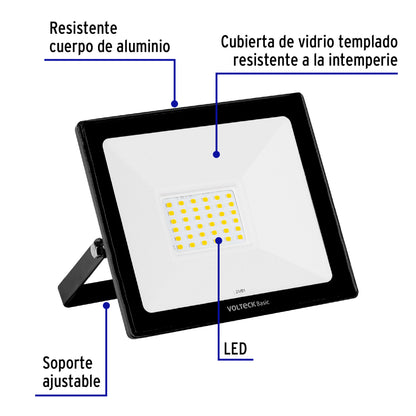 Reflector ultra delgado LED 30 W luz de día, Volteck Basic REF-402L 22042 MM0