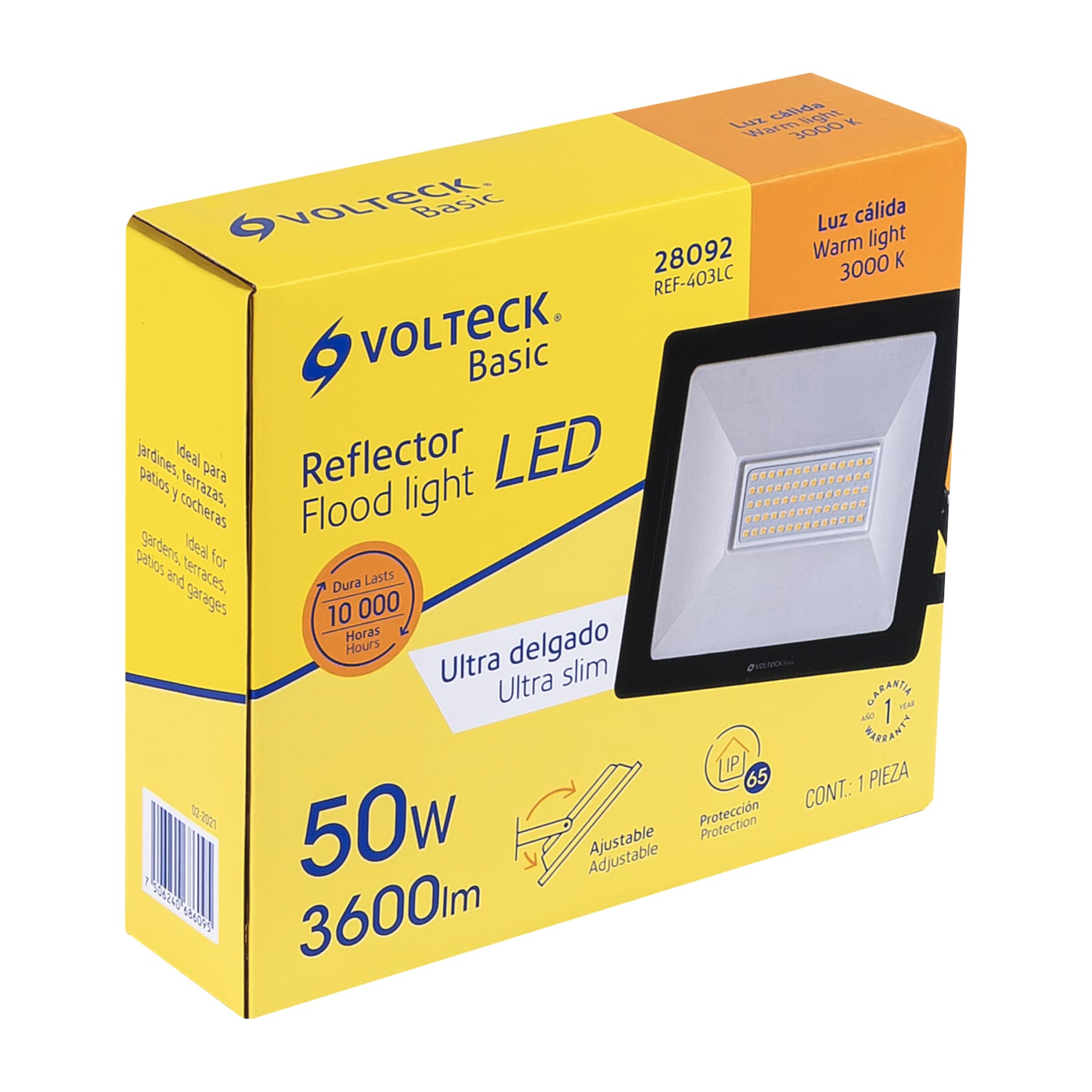 Reflector ultra delgado LED 50 W luz cálida, Volteck Basic REF-403LC 28092 MM0