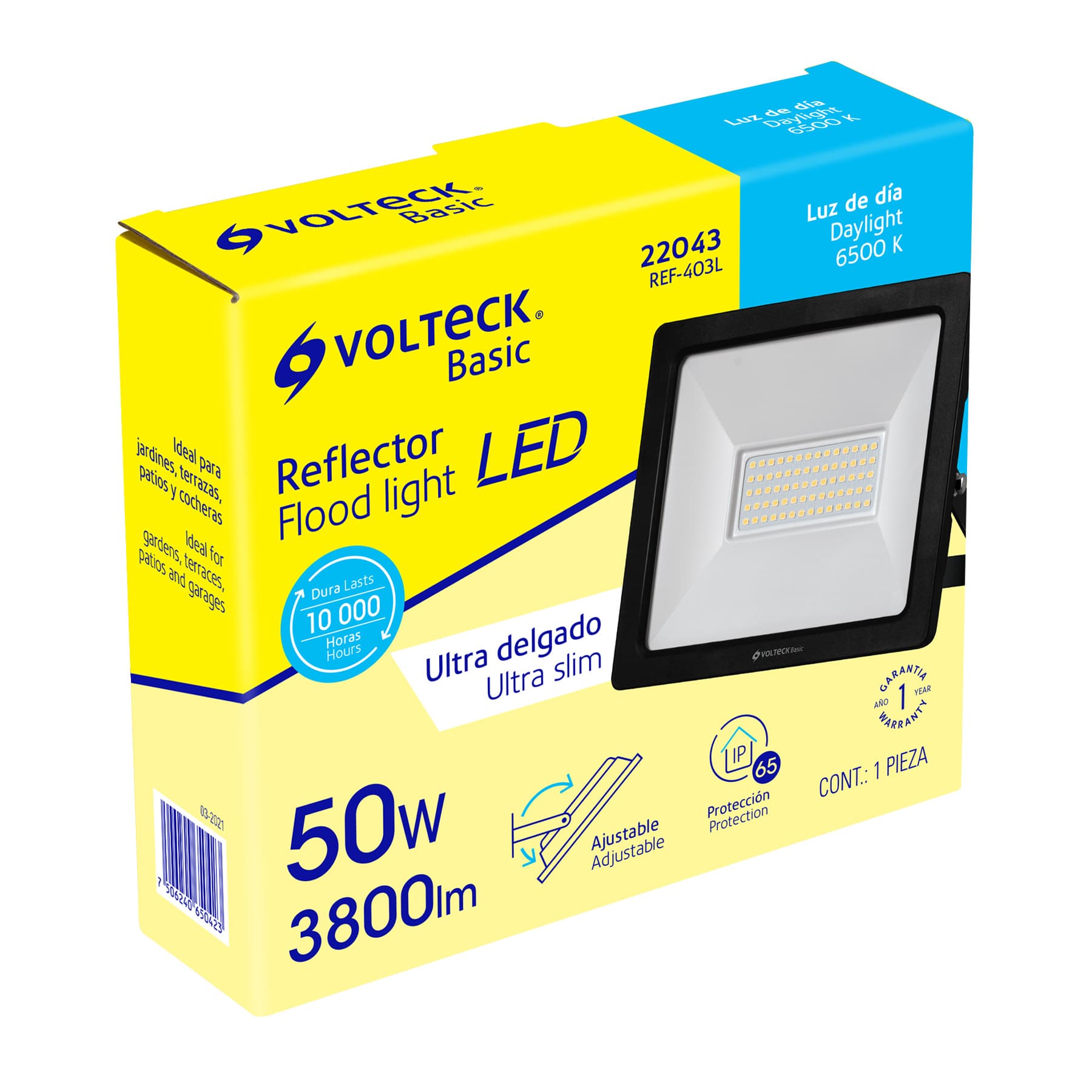 Reflector ultra delgado LED 50 W luz de día, Volteck Basic REF-403L 22043 MM0