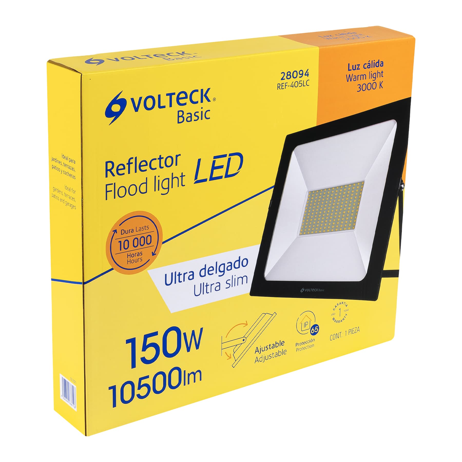 Reflector ultra delgado LED 150 W luz cálida, Volteck Basic REF-405LC 28094 MM0