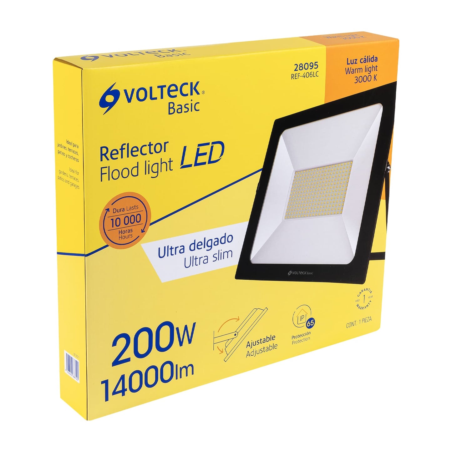 Reflector ultra delgado LED 200 W luz cálida, Volteck Basic REF-406LC 28095 MM0