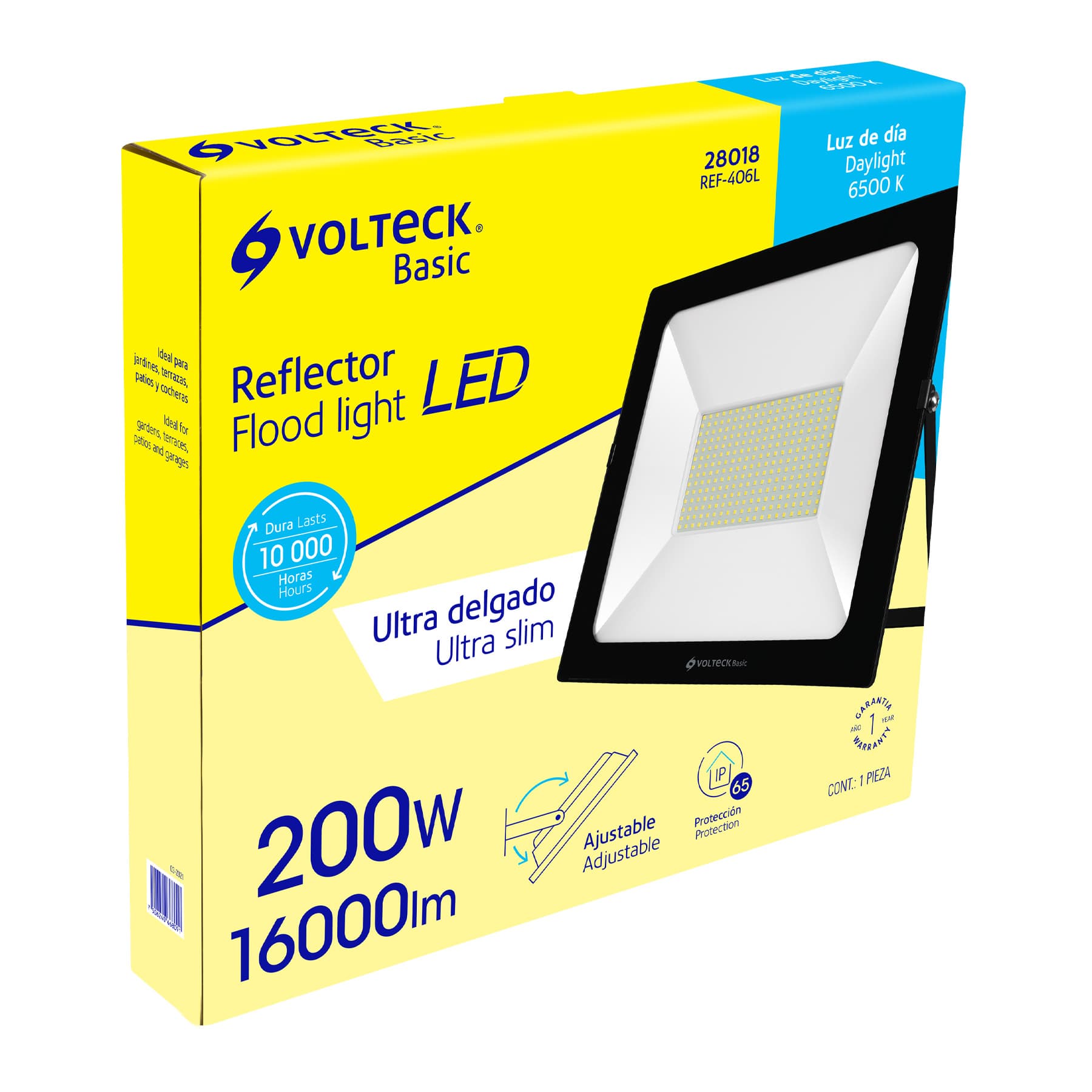 Reflector ultra delgado LED 200 W luz de día, Volteck Basic REF-406L 28018 MM0