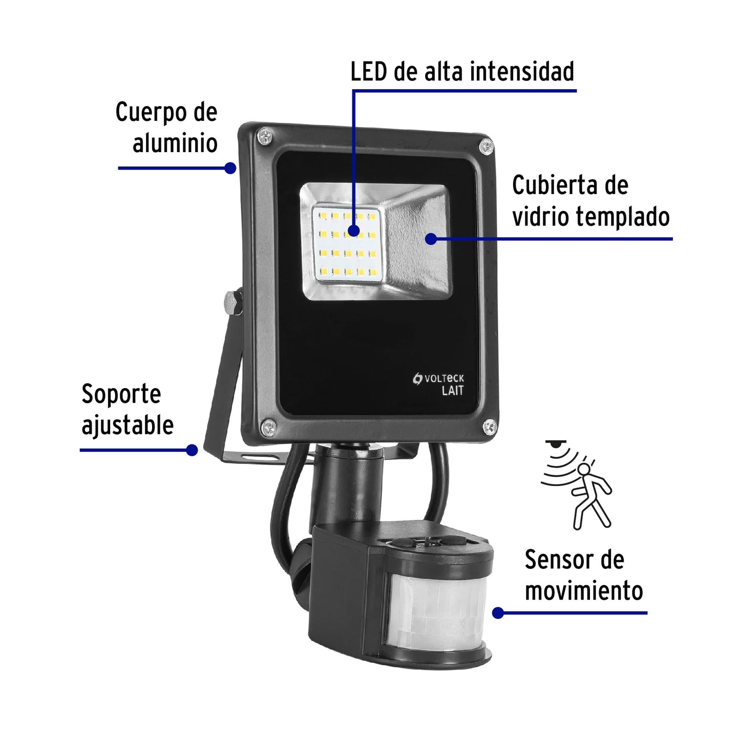 Reflector LED 10 W alta intensidad con sensor de movimiento REF-900L 48228 MM0