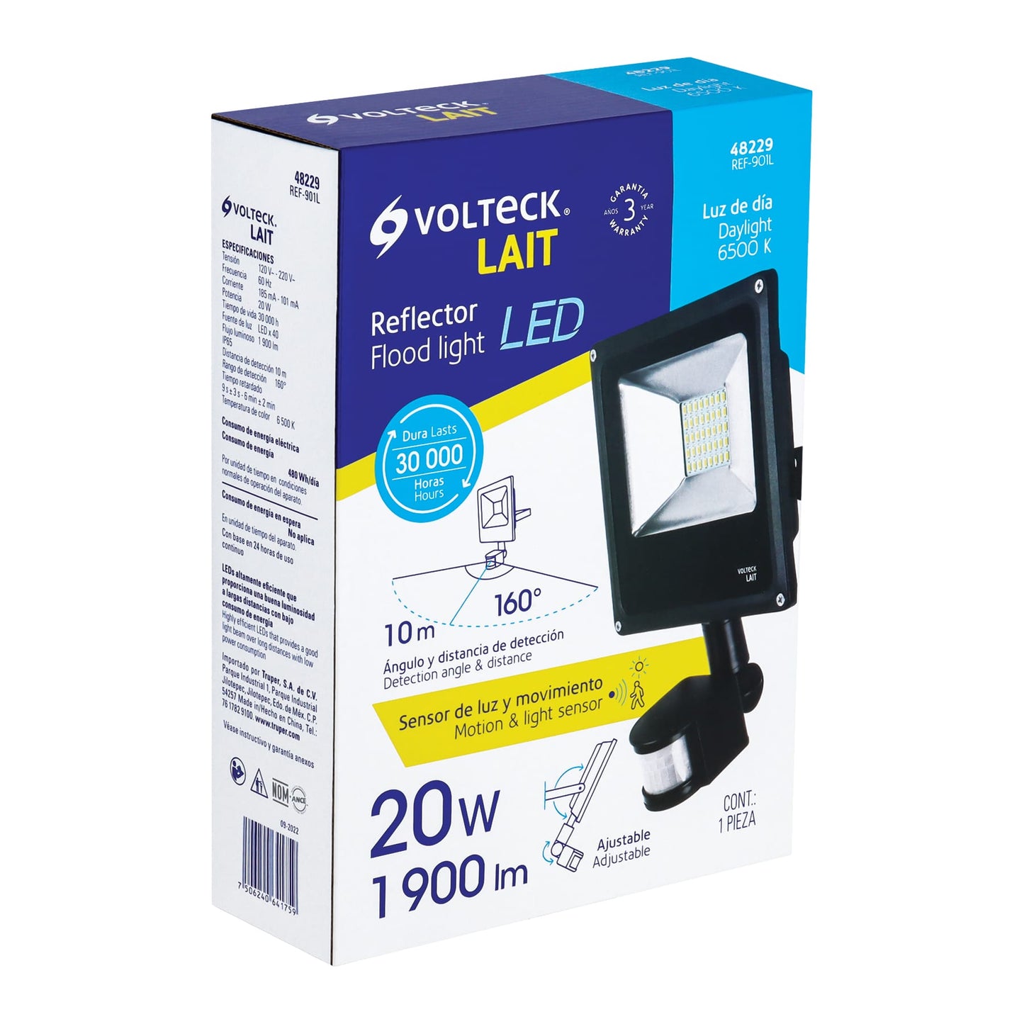 Reflector LED 20 W alta intensidad con sensor de movimiento REF-901L 48229 MM0