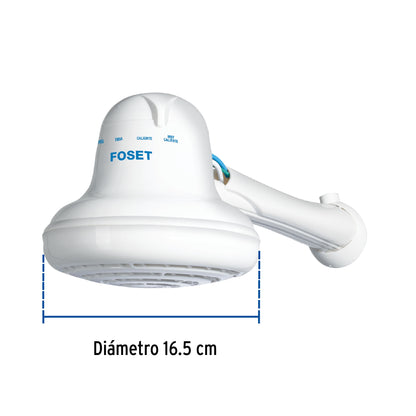 Regadera eléctrica, 4 temperaturas, 16.5cm, blanca, Foset REGEL-6 40237 MM00