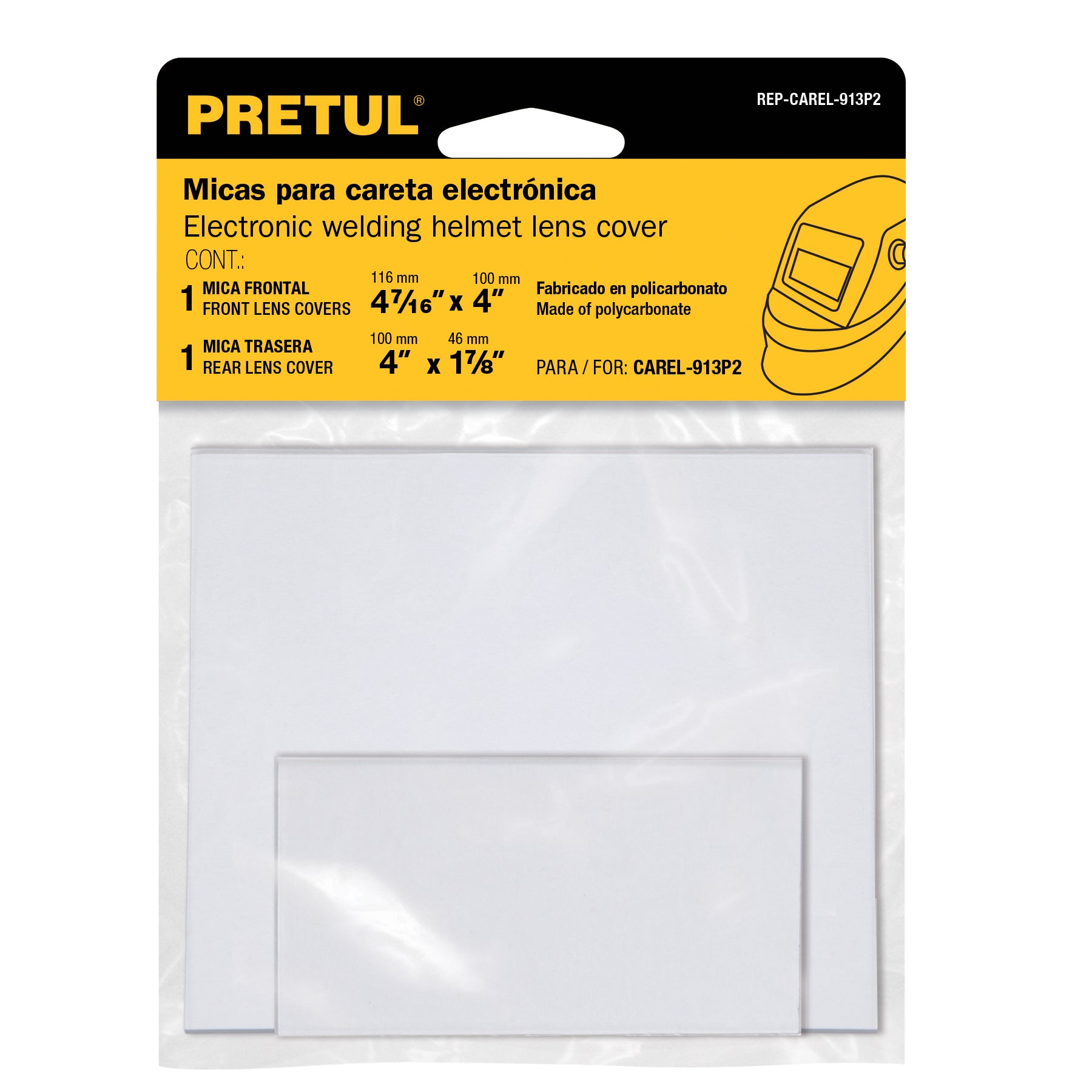 Bolsa c/2 micas para careta CAREL-913P2, Pretul REP-CAREL-913P2 29981 MM00