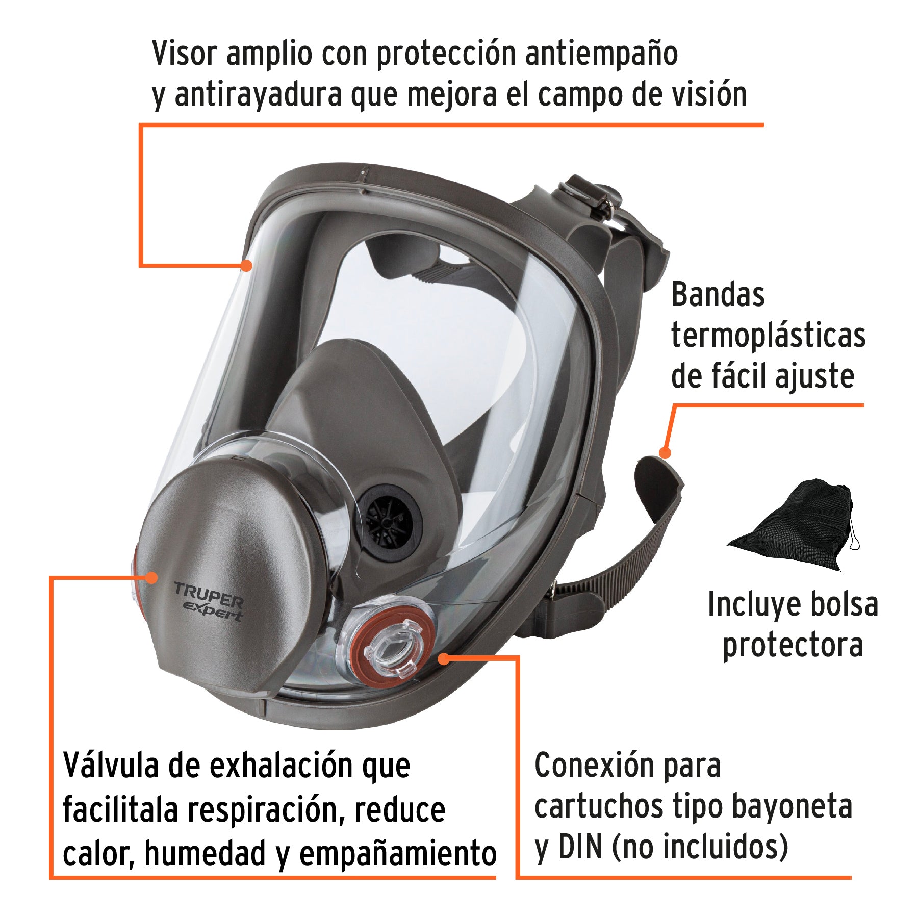 Respirador de cara completa, Truper RES-600 102530 MM00