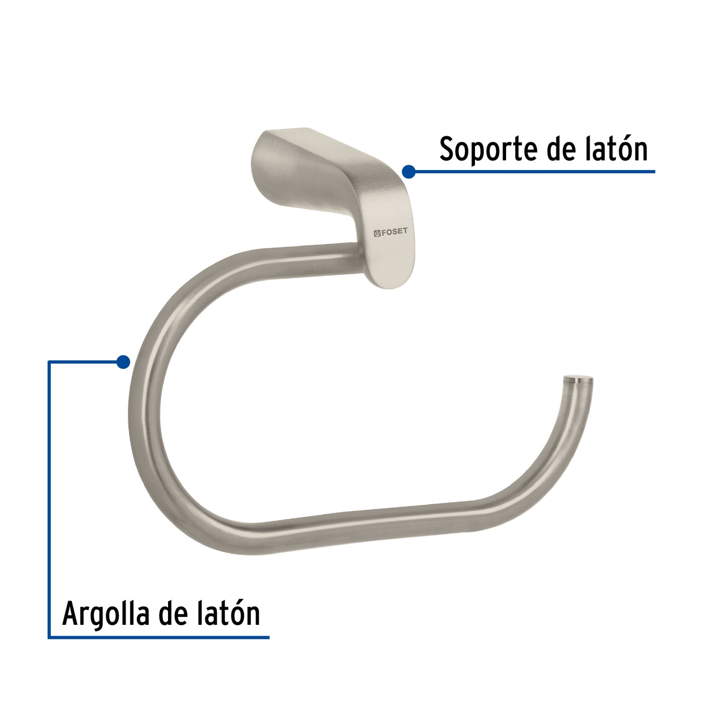 Toallero argolla de latón en acabado satín, Foset Riviera RIA-77N 45222 MM00