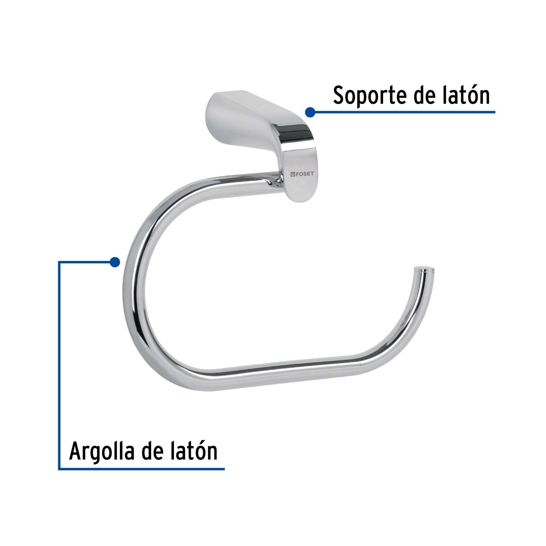 Toallero argolla de latón en acabado cromo, Foset Riviera RIA-77 45207 MM00