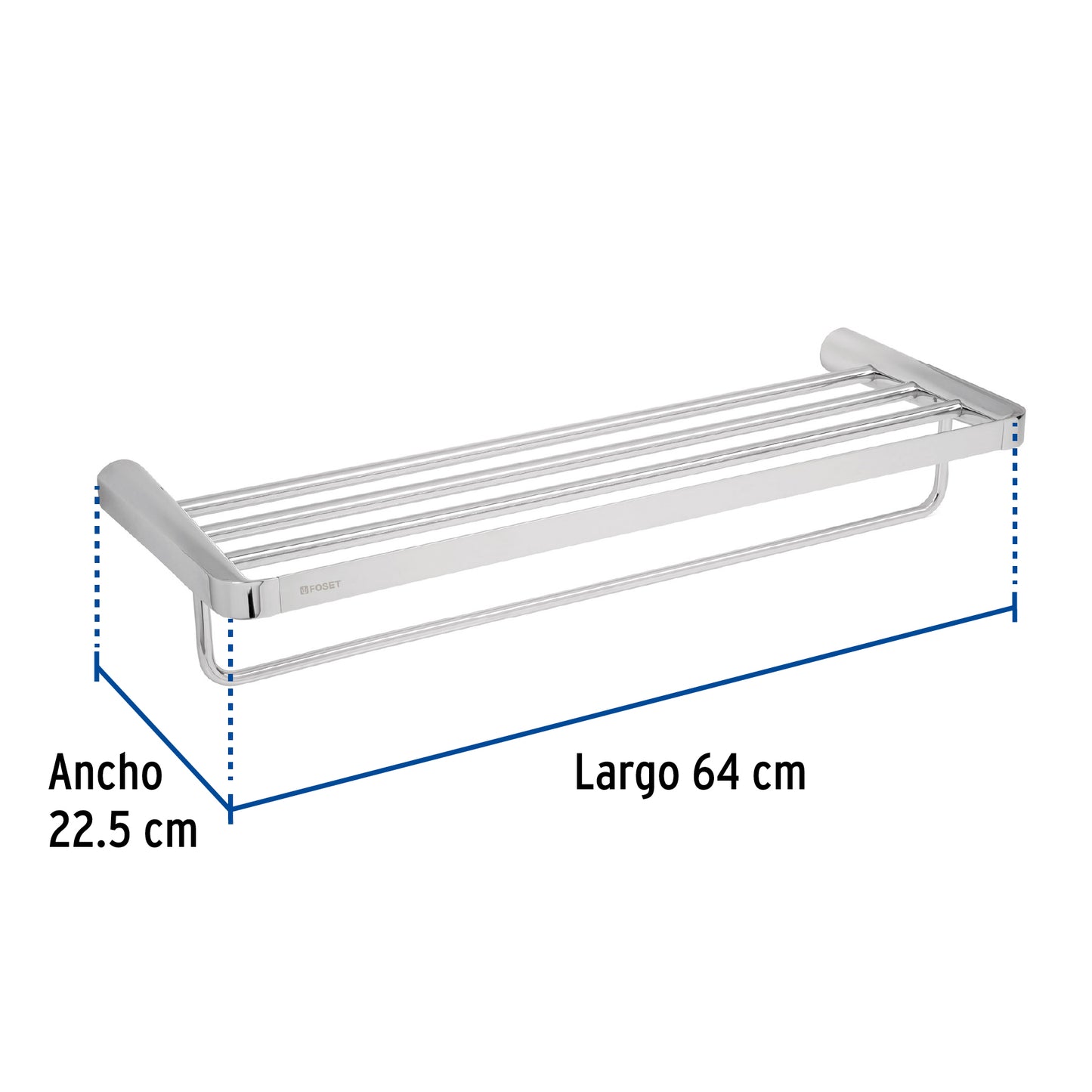 Repisa de latón portatoalla en acabado cromo, Foset Riviera RIA-78 45210 MM00