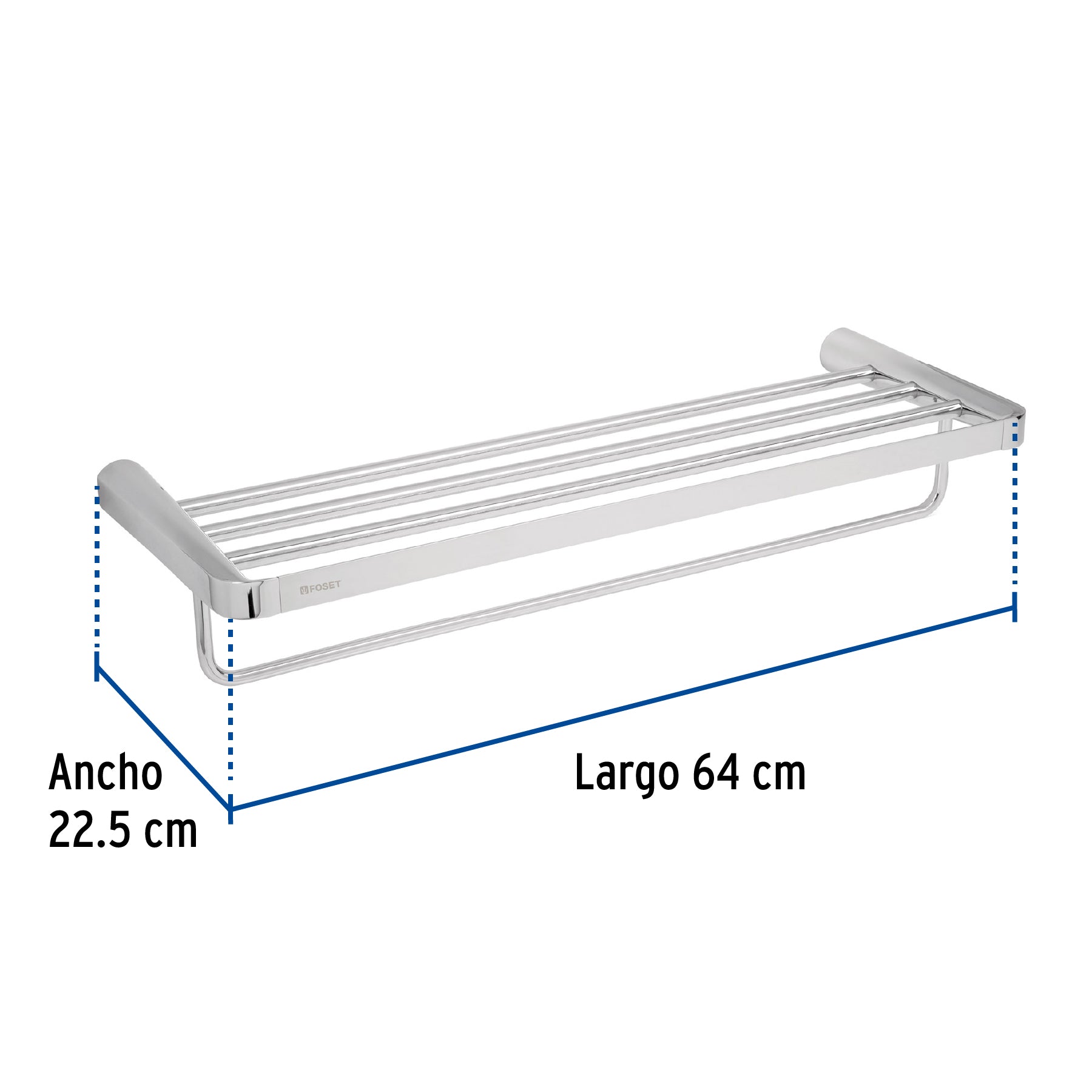 Repisa de latón portatoalla en acabado cromo, Foset Riviera RIA-78 45210 MM00