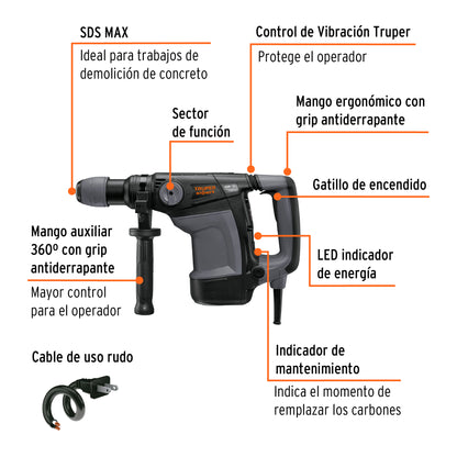 Rotomartillo SDS Max 6 kg 7 J 1100 W, Truper Expert RMAX-7NX 100868 MM0