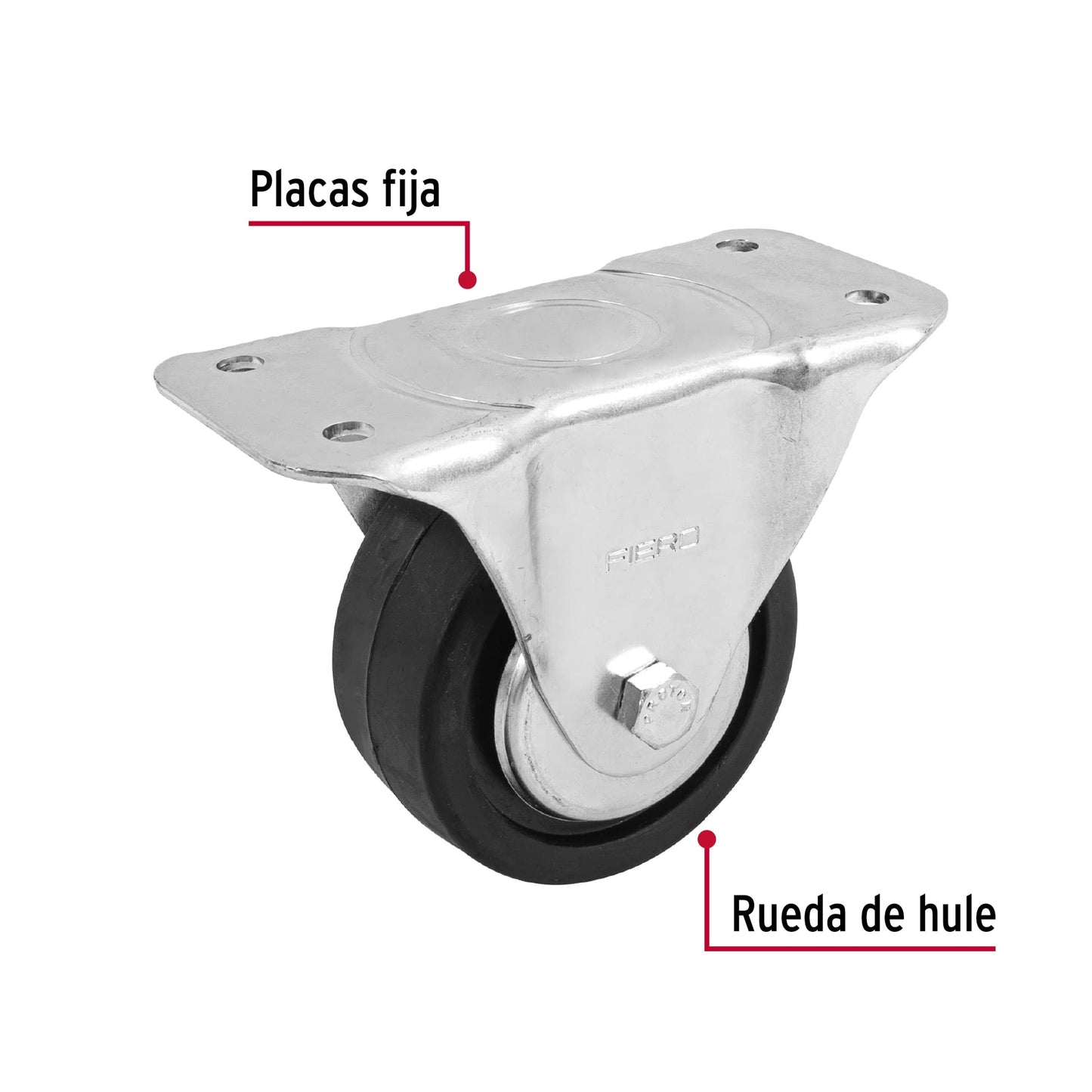 Rodaja hule 4', placa fija con balero, carga 100 kg, Fiero RO-115 48601 MM1