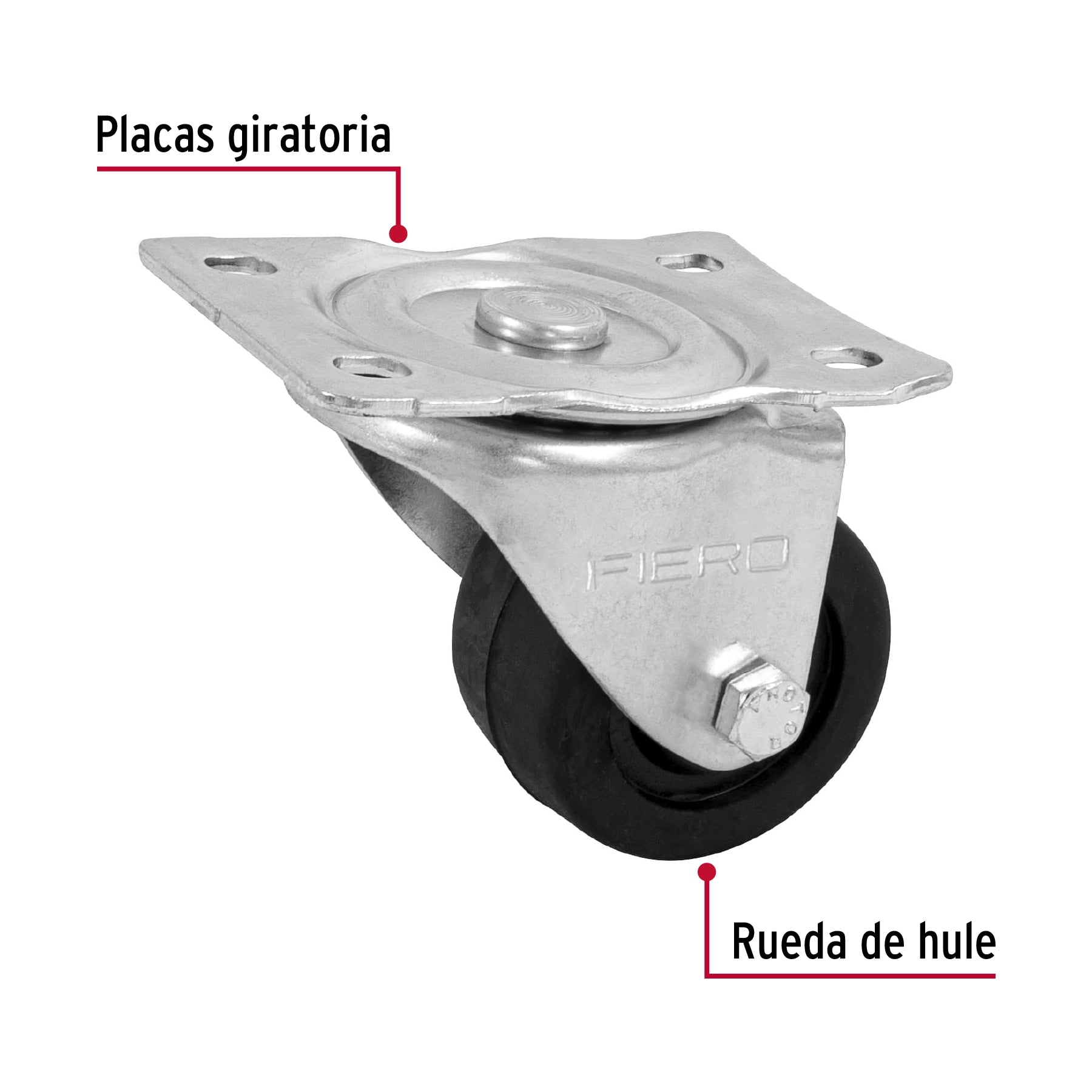 Rodaja hule 2-1/2', placa giratoria con buje, carga 60 kg RO-1211 48607 MM1