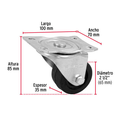 Rodaja hule 2-1/2', placa giratoria con buje, carga 60 kg RO-1211 48607 MM1