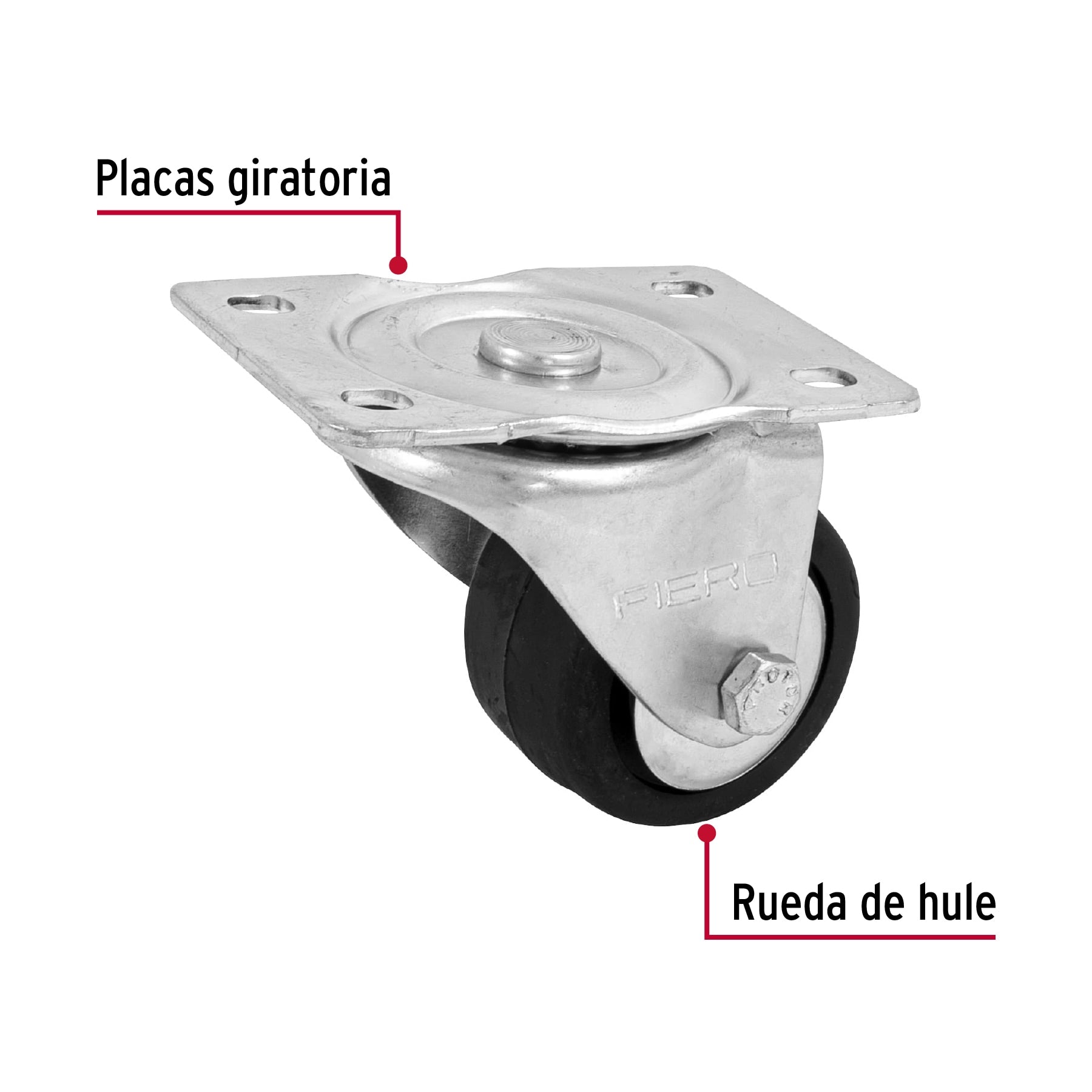 Rodaja hule 2-1/2', placa giratoria con balero, carga 80 kg RO-1212 48608 MM1