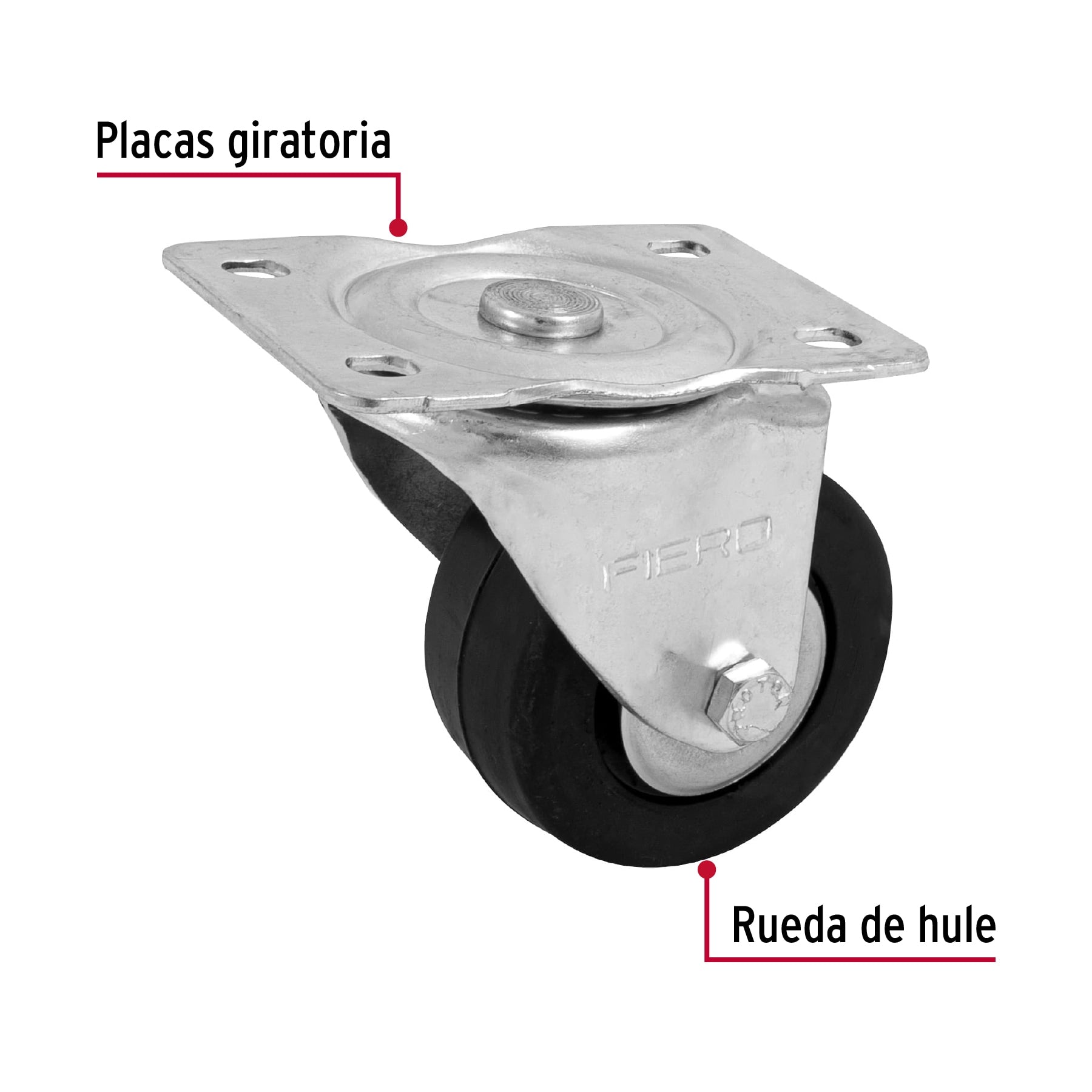 Rodaja hule 3', placa giratoria con balero, carga 110 kg RO-1215 48611 MM1