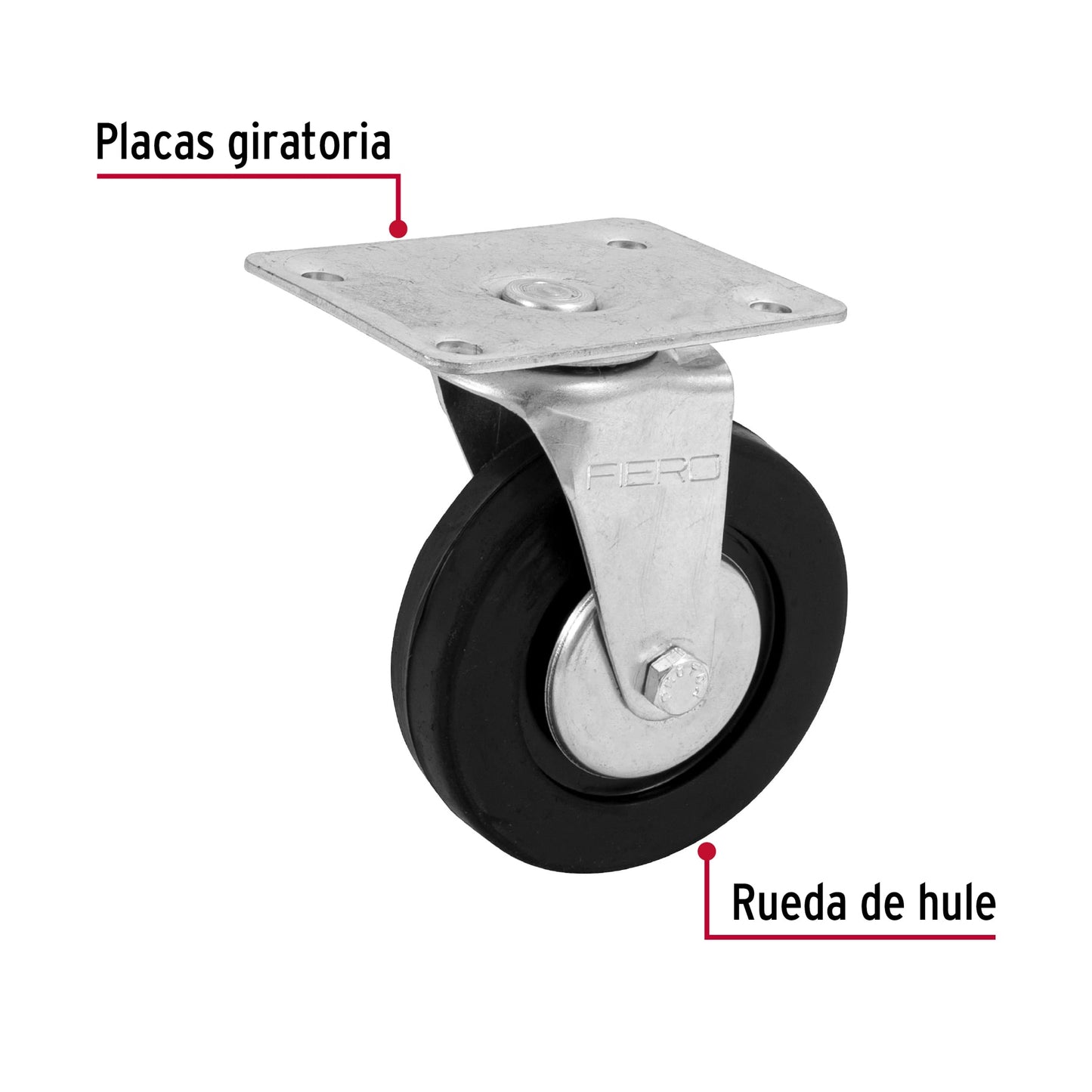 Rodaja hule 4', placa giratoria con balero, carga 50 kg RO-1216 48612 MM1