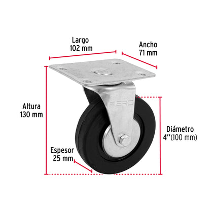 Rodaja hule 4', placa giratoria con balero, carga 50 kg RO-1216 48612 MM1