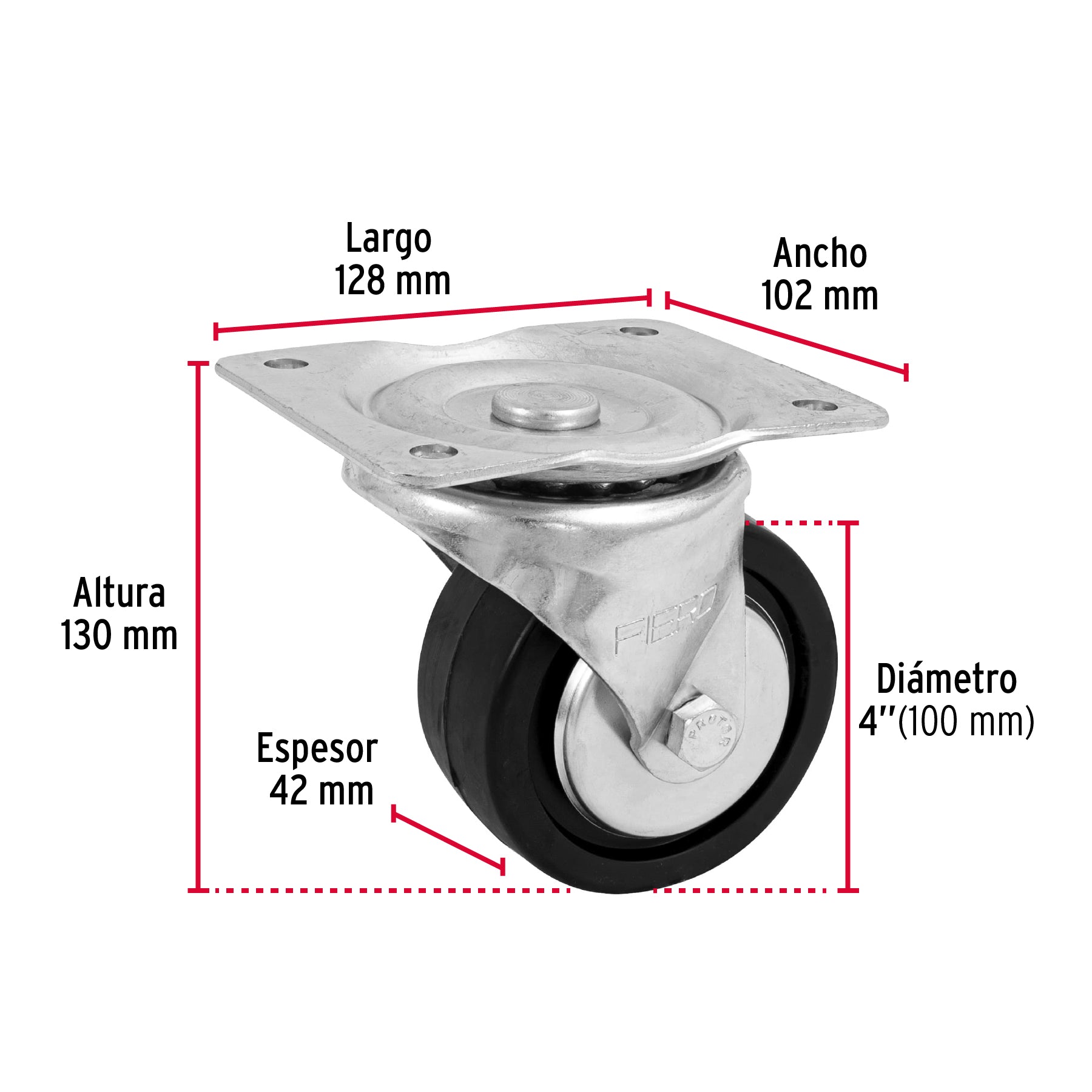 Rodaja hule 4', placa giratoria con balero, carga 100 kg RO-1217 48613 MM1