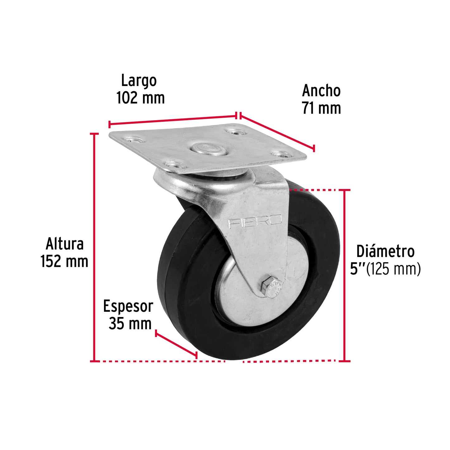 Rodaja hule 5', placa giratoria con balero, carga 60 kg RO-1218 48614 MM1