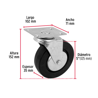 Rodaja hule 5', placa giratoria con balero, carga 60 kg RO-1218 48614 MM1