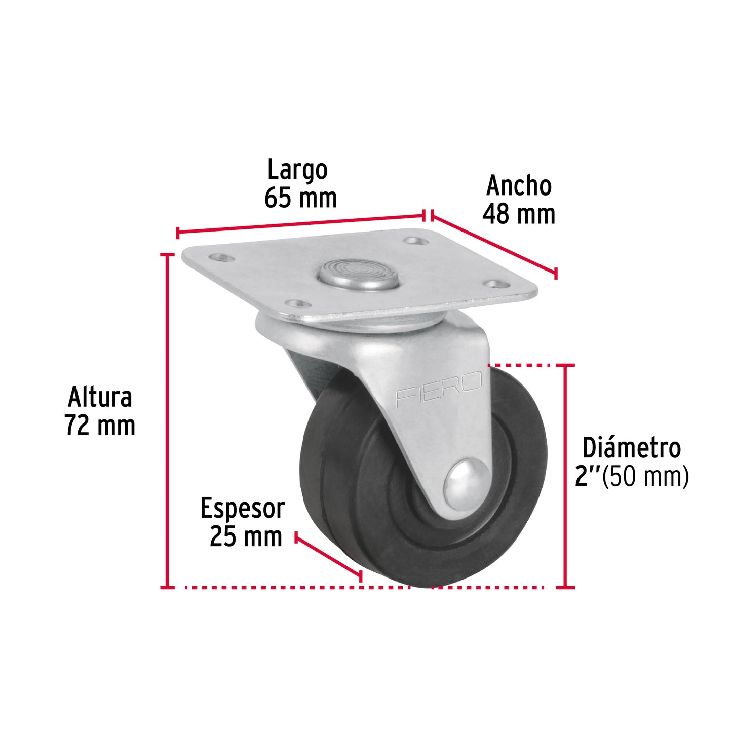 Rodaja hule 2', placa giratoria con balero, carga 40 kg RO-129 48605 MM1