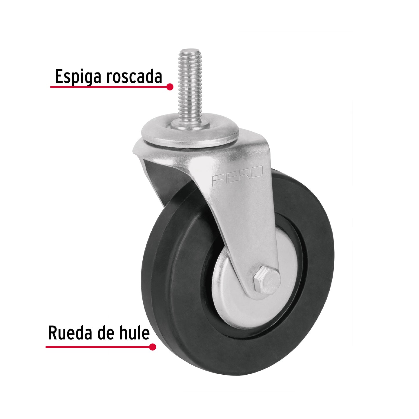 Rodaja hule 4' con espiga roscada, carga 50 kg, Fiero RO-1324 48620 MM1