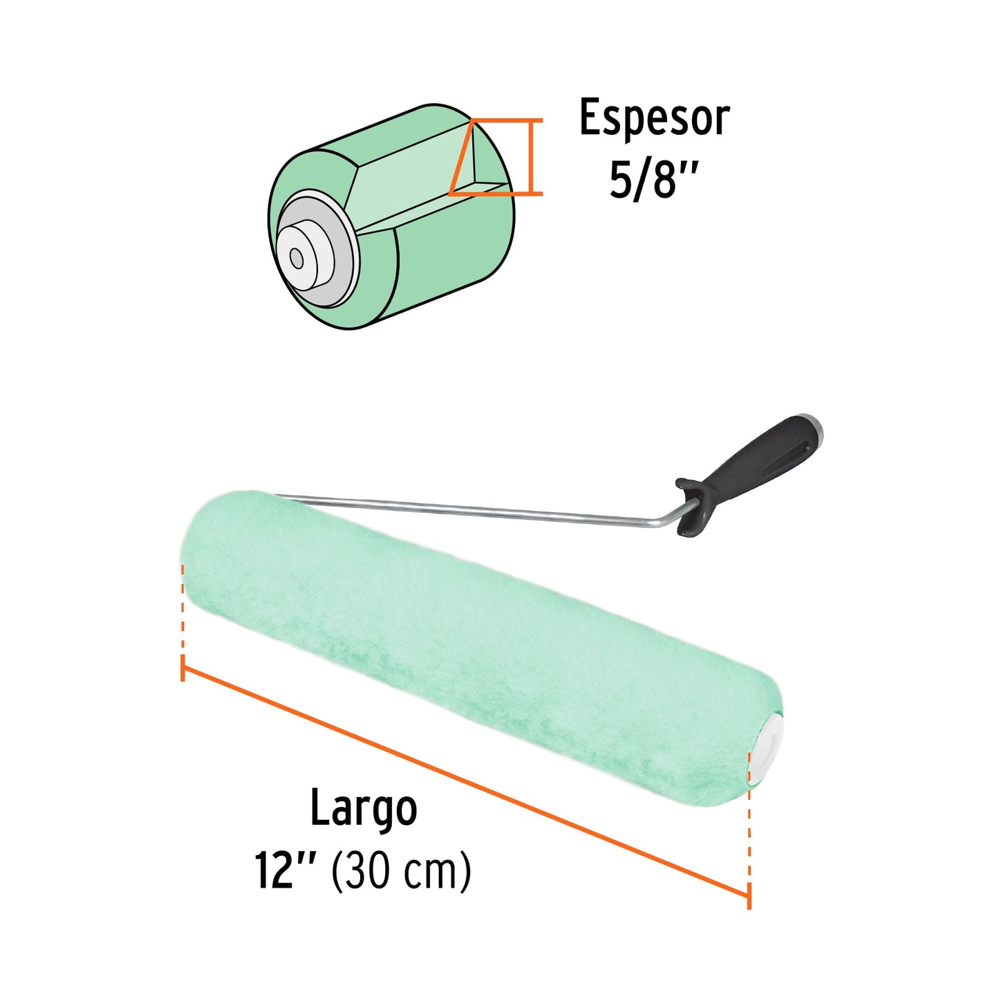 Rodillo para pintar 12 x 5/8', superficies poco rugosas ROPI-1215 13881 MM00