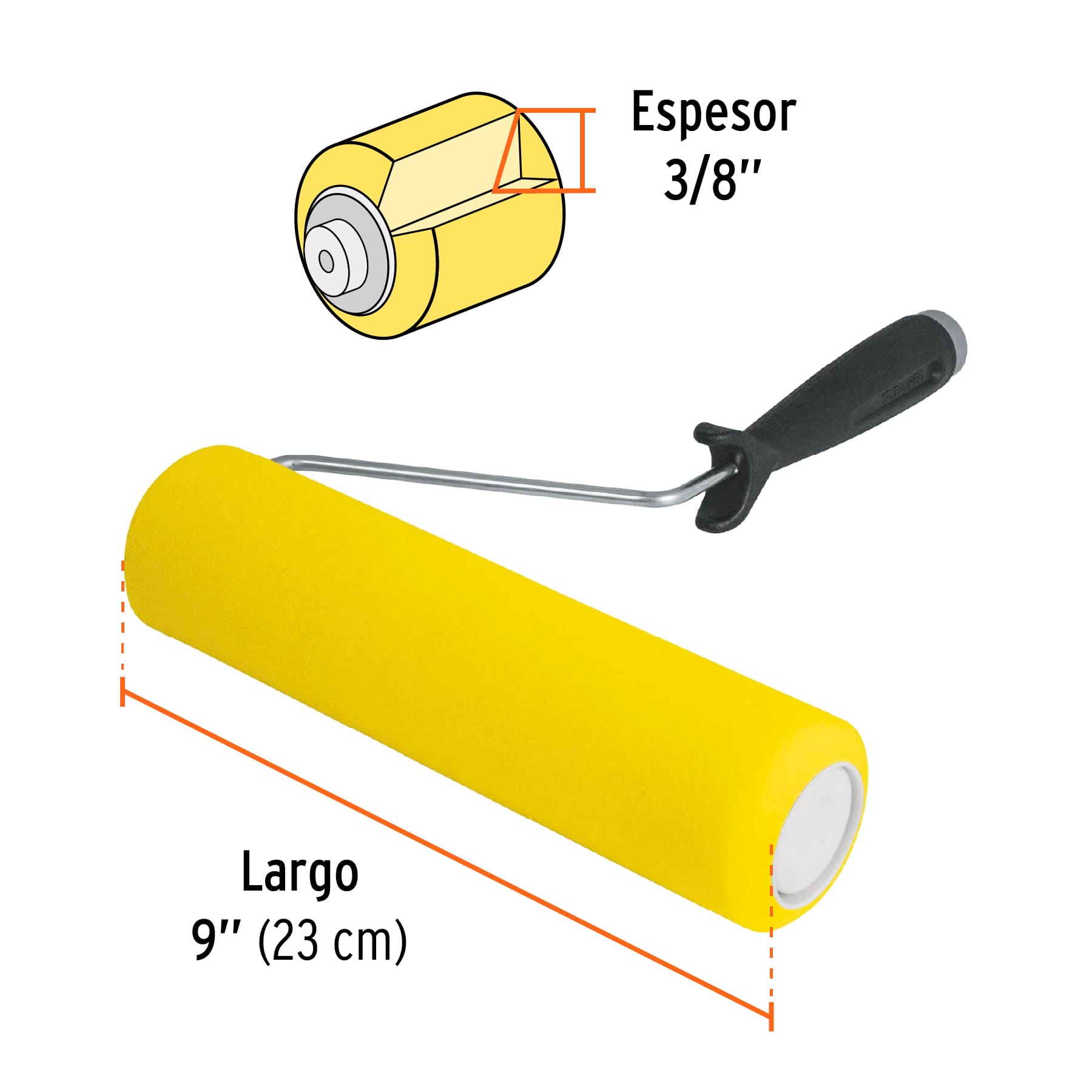 Rodillo para pintar 9' x 3/8' de esponja, superficies lisas ROPI-910E 13841 MM00