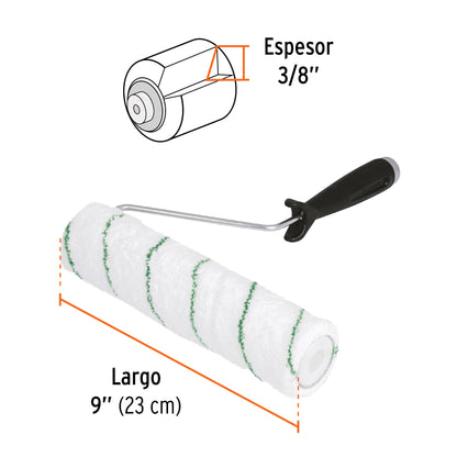 Rodillo para pintar 9' x 3/8' microfibra, sup. poco rugosas ROPI-910M 13894 MM00