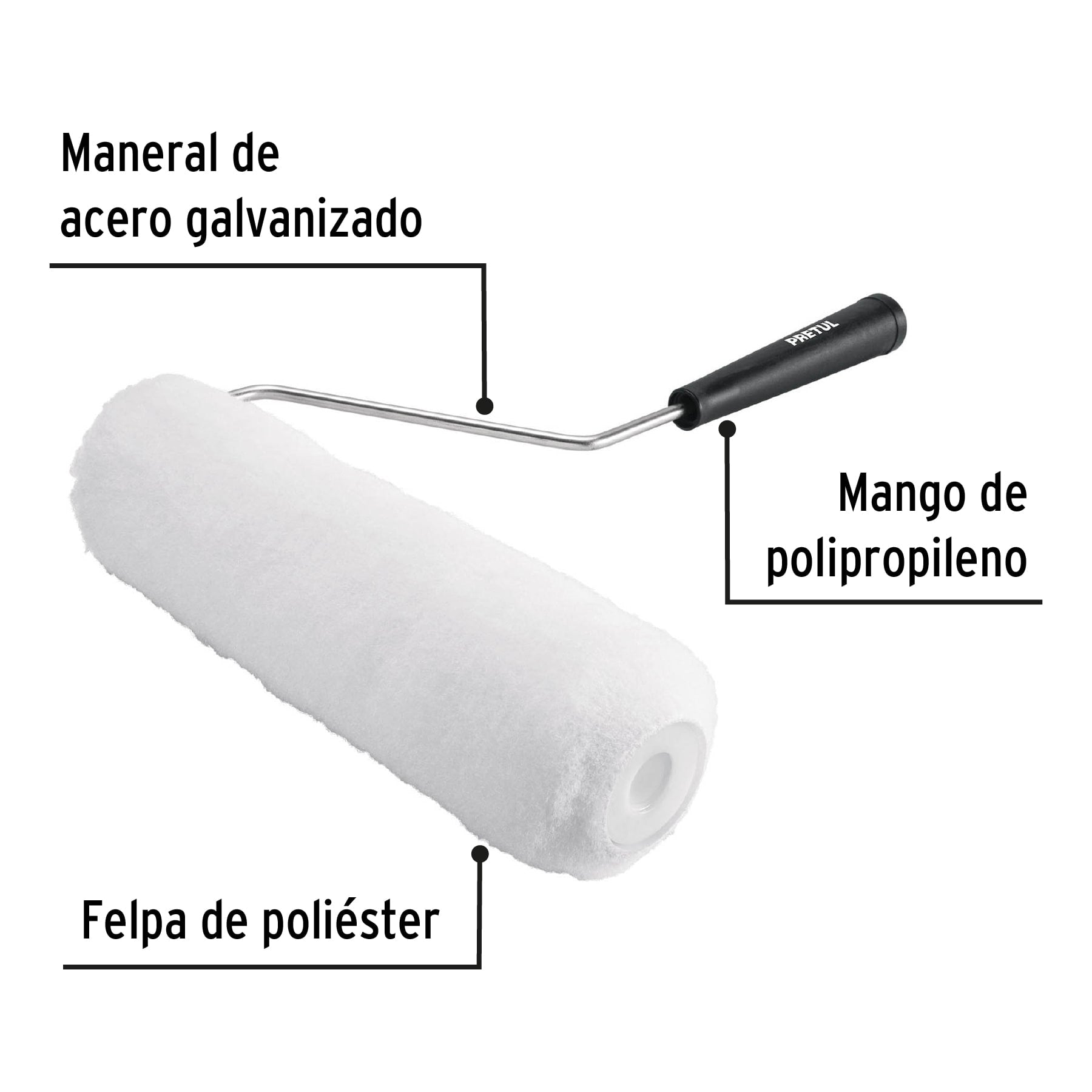 Rodillo para pintar,9 x 5/8',superficies poco rugosas,Pretul ROPI-915P 28034 MM0