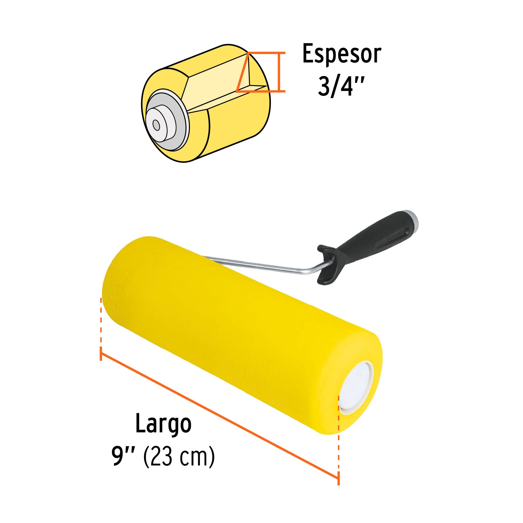 Rodillo para pintar 9'x 3/4' de esponja, superficies rugosas ROPI-920E 13842 MM00