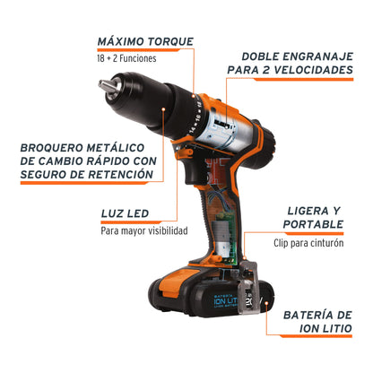 Rotomartillo inalámbrico 1/2', 20 V, Truper ROTI-20A 18155 MM1