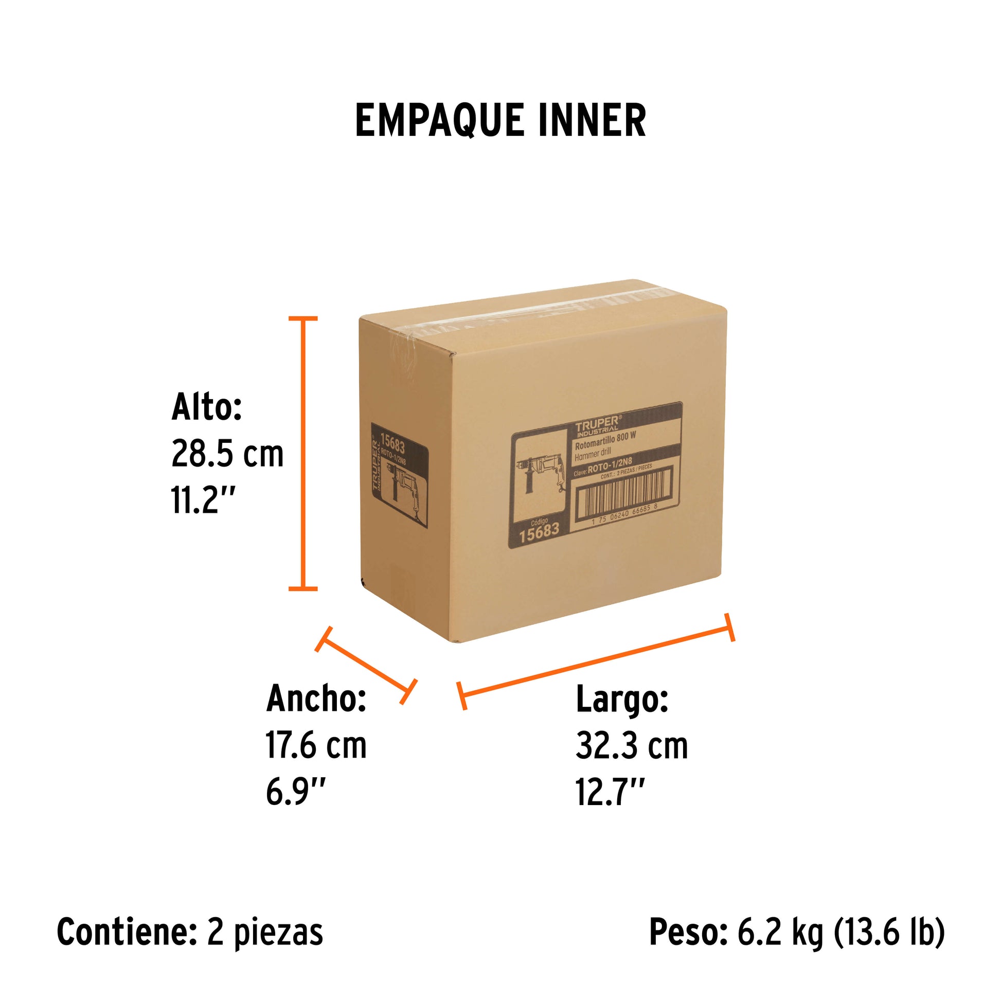 Rotomartillo 1/2' 800 W, industrial, Truper ROTO-1/2N8 15683 MM1