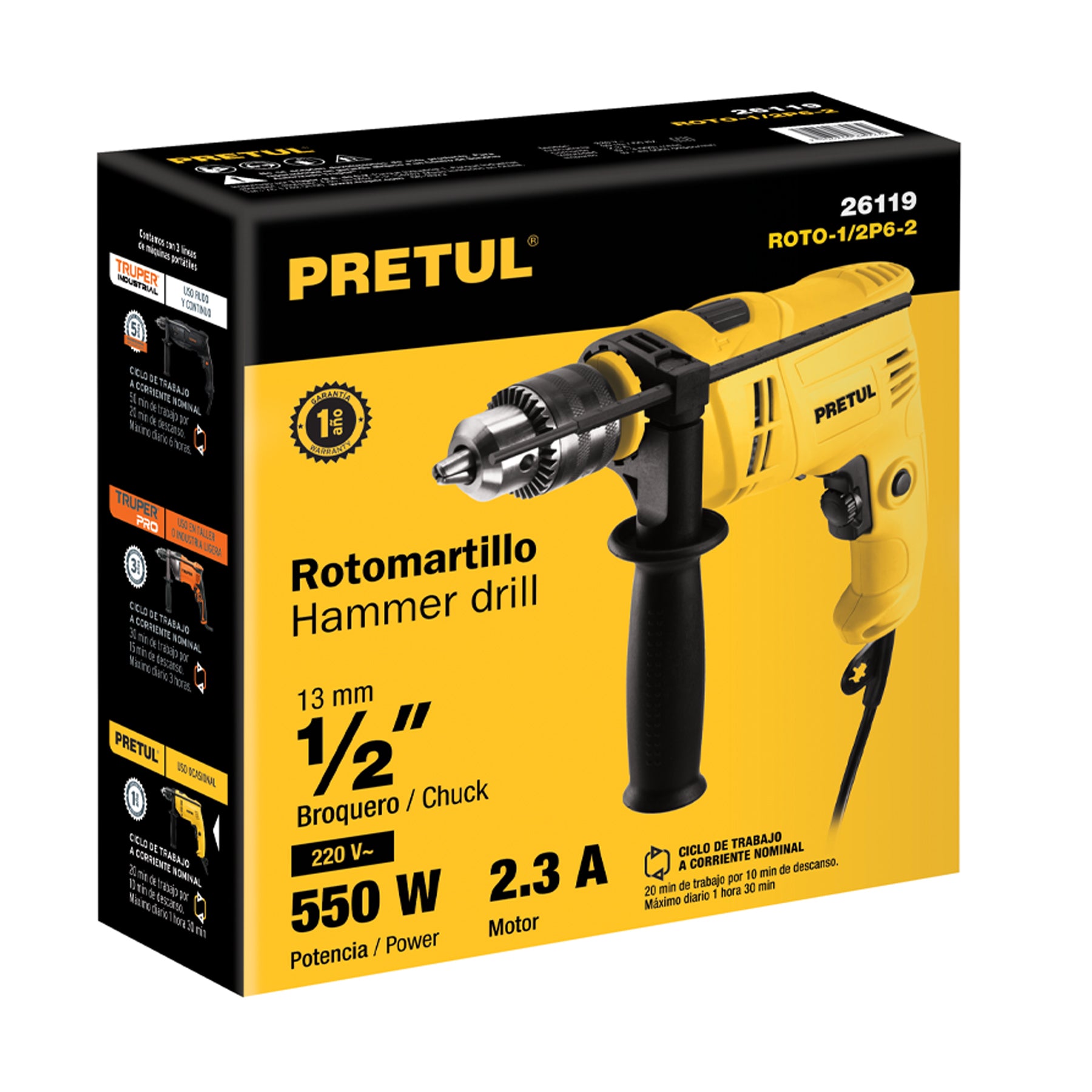 Rotomartillo 1/2' 550 W, Pretul ROTO-1/2P6 28112 MM1